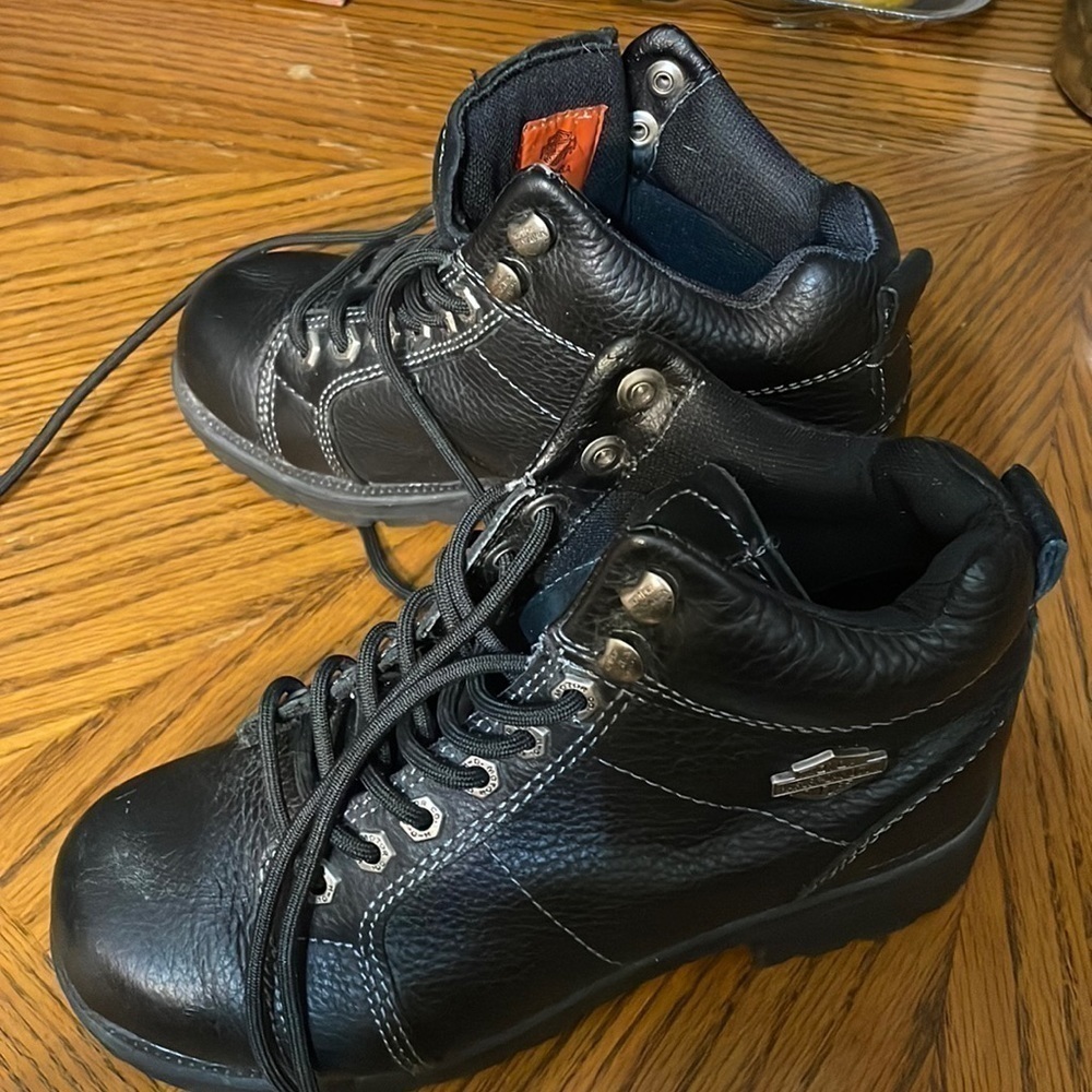 Harley-Davidson Black Leather Combat Moto Boots